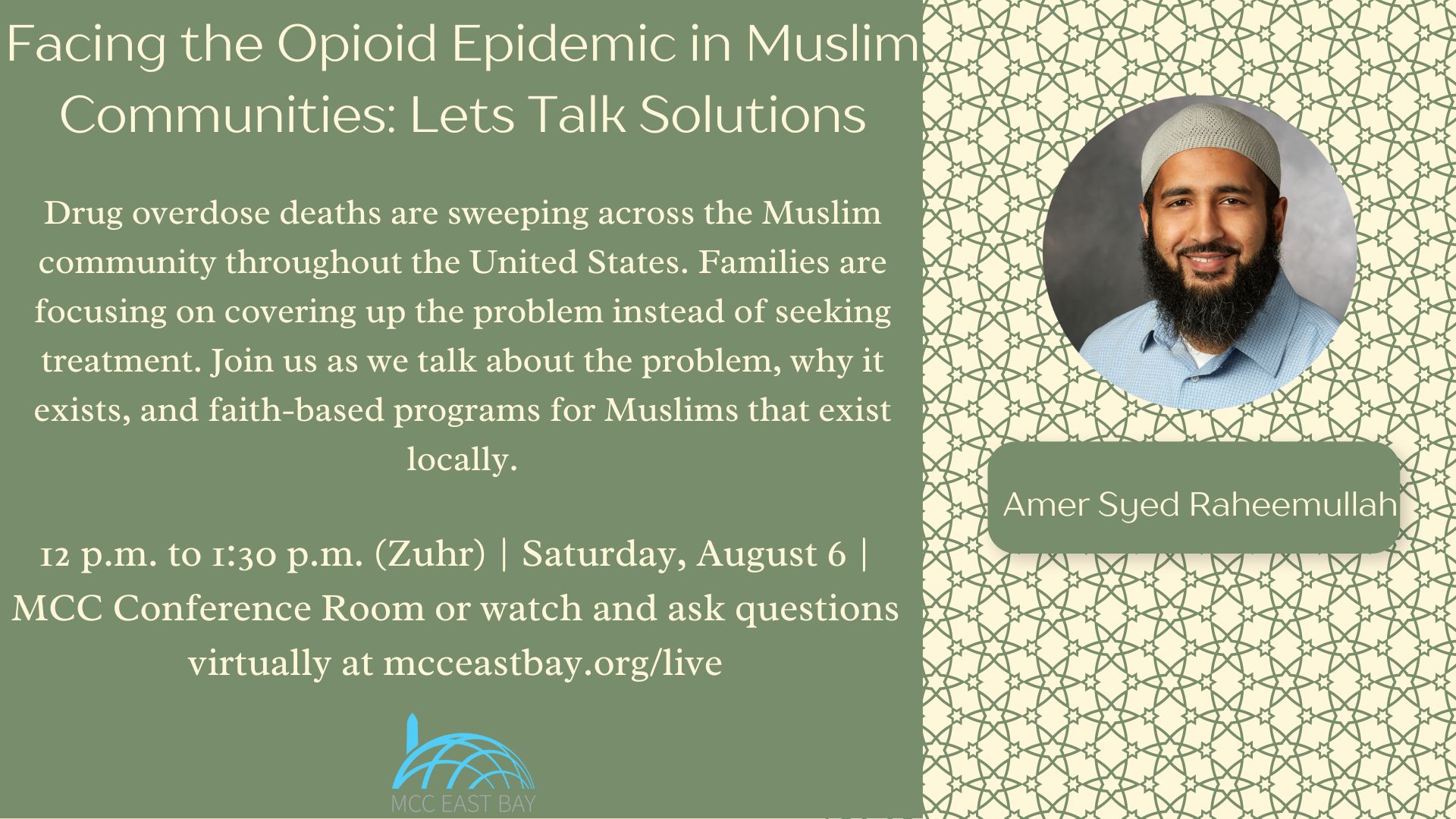 Facing the Opioid Epidemic in Muslim Communities: Let’s Talk Solutions