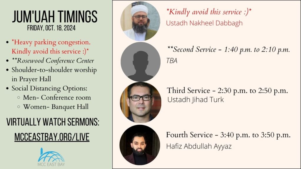 Jumu’ah Services @ MCC & Rosewood