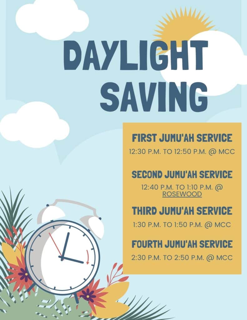 New Jumu’ah Times (Winter Schedule)