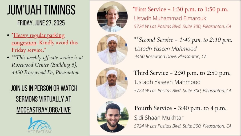 Jumu’ah Services @ MCC & Rosewood
