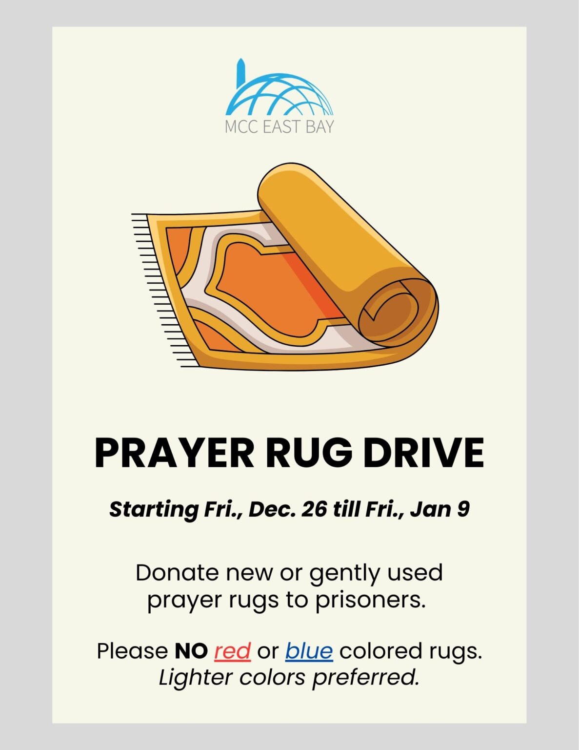 Prayer Rud Prayer Rug Drive for Muslim Inmates - MCC East Bay