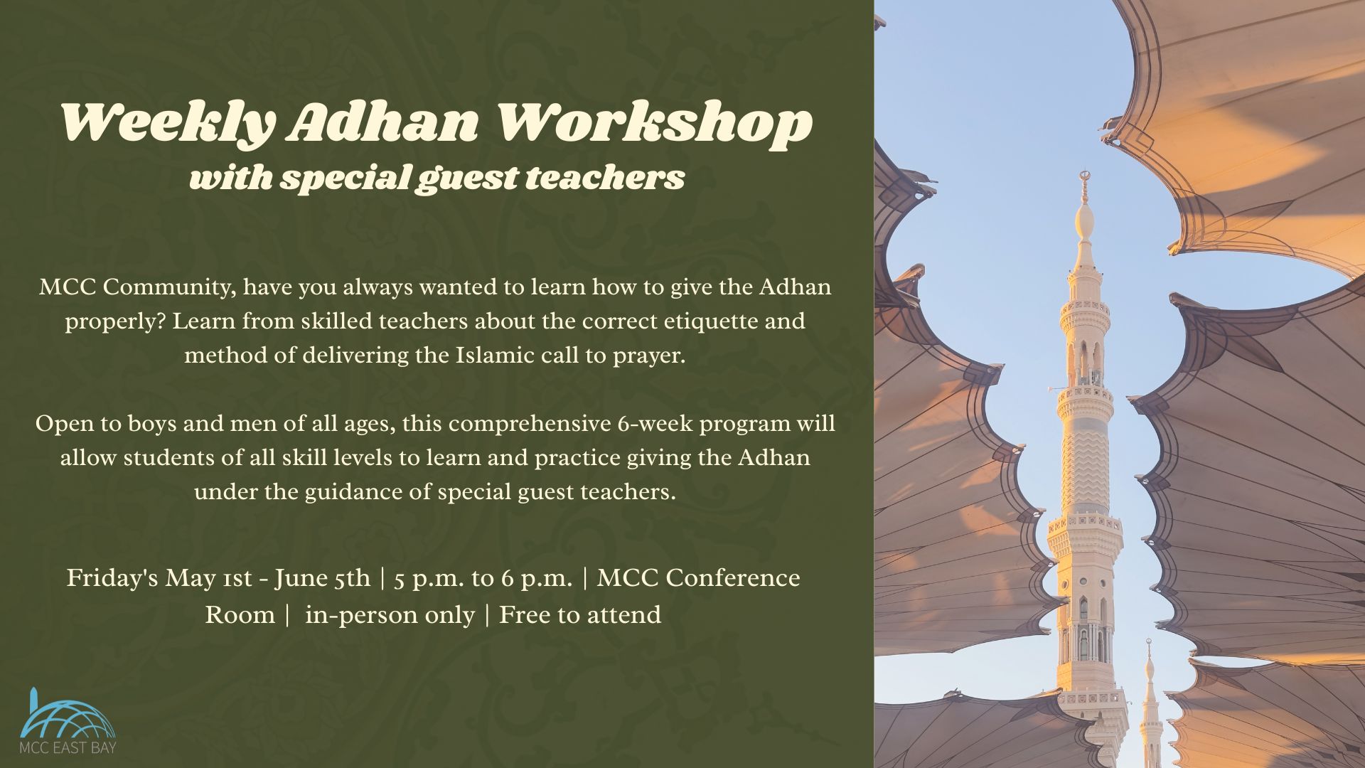 Adhan Program for Boys and Men