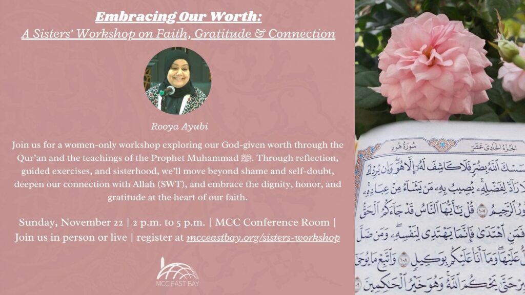 Embracing Our Worth: A Sisters’ Workshop on Faith, Gratitude & Connection | Rooya Ayubi